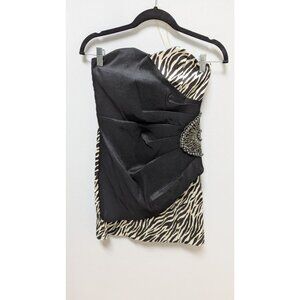 Wishes Wishes Wishes Black/Ivory Striped Embellished Dress